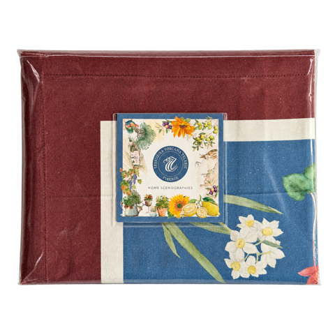Cotton tablecloth with wild flowers and midnight-blue border – Pernilla – several variants