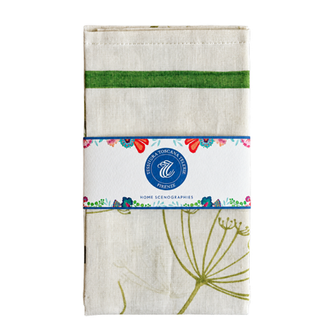 Hørviskestykke med botanisk print, 50 x 70 cm – Selvatica – flere varianter