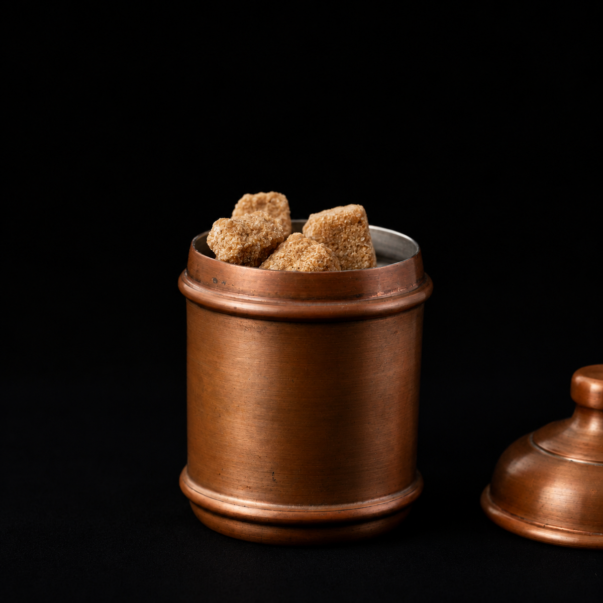 India – copper canister filled with sugar, by Sakami Kogei