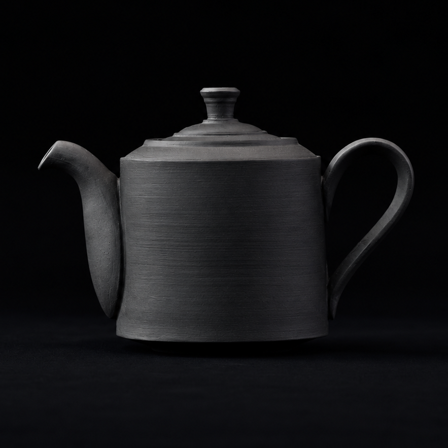 Soy sauce dispenser in black clay – Japanese soy pot, by Takasuke