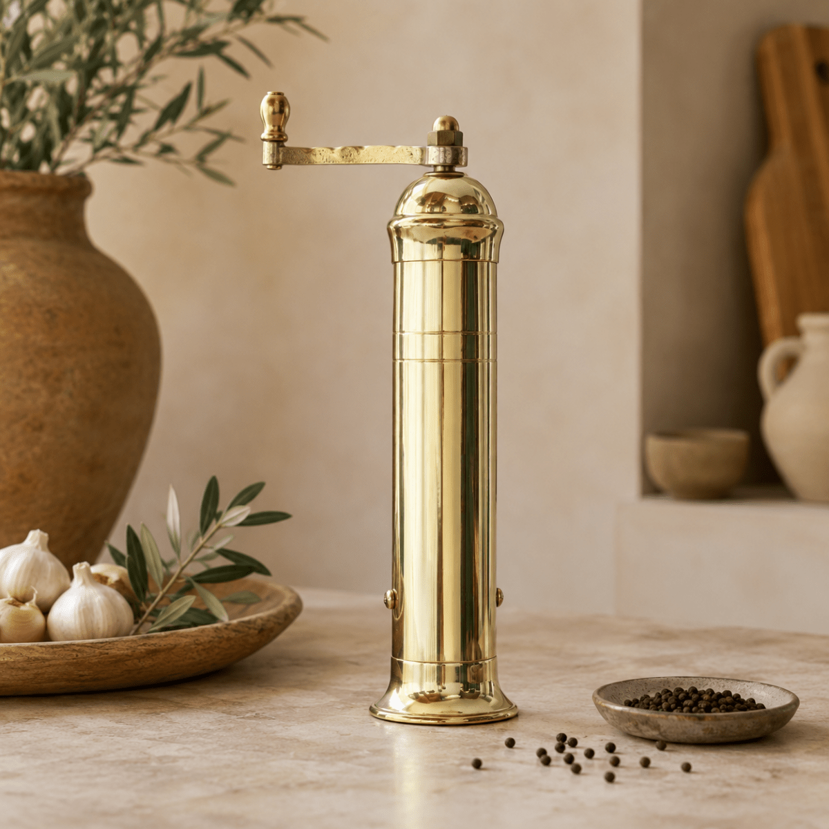 Alexander Handcrafted Mills, Large brass mill - stor messing peberkværn 25 cm._1