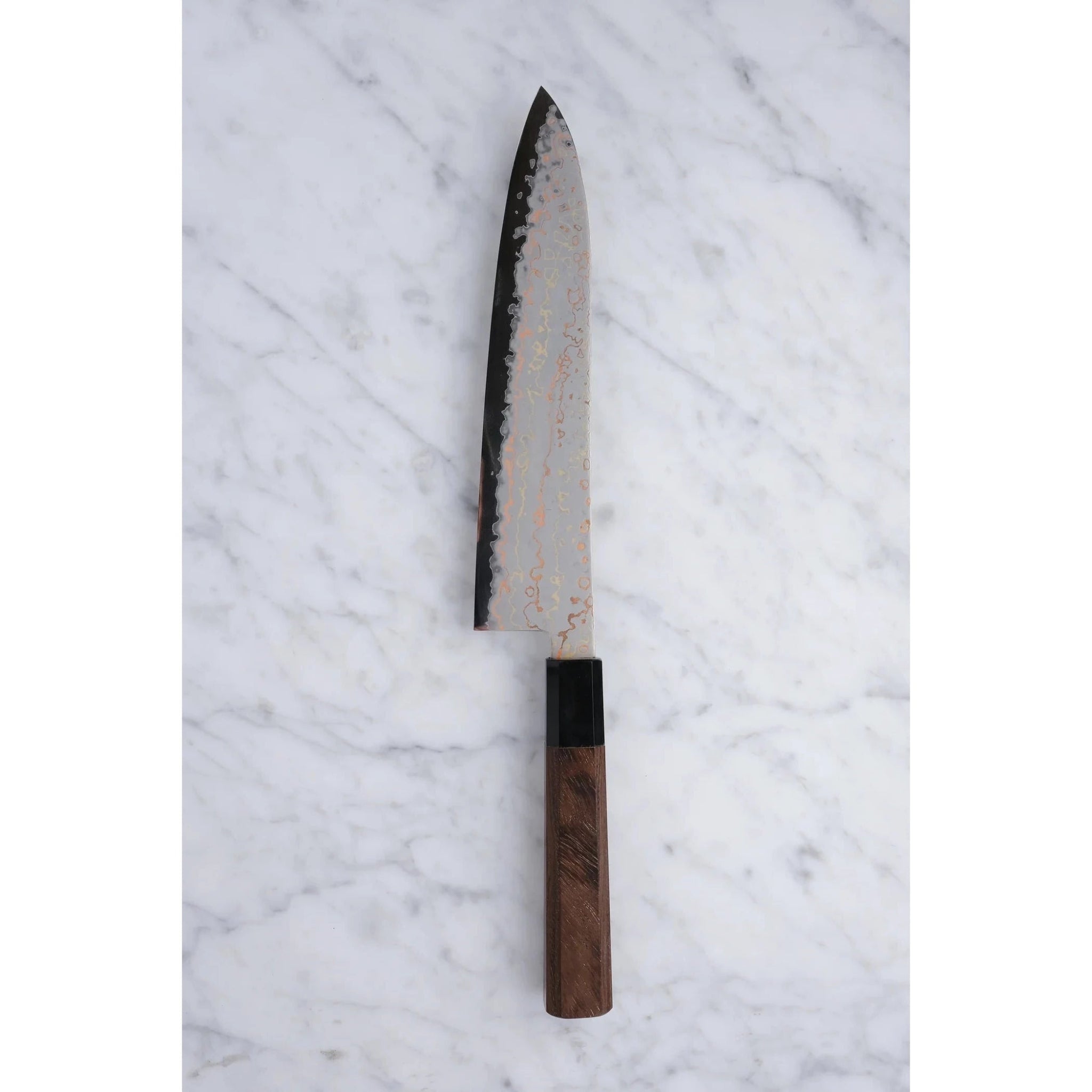 Hatsukokoro Hayabusa Blue 2 Rainbow Damascus 210mm. Gyuto_ _ _ _HK - HB - RB - B2 - 210GT8. Gyoto by Hatsukokoro