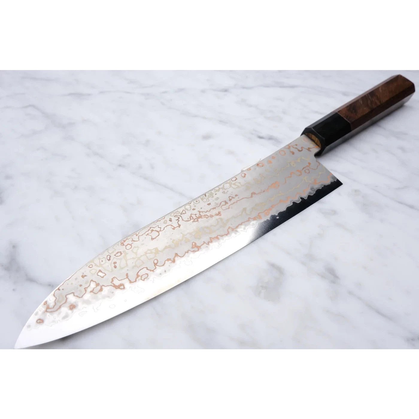 Hatsukokoro Hayabusa Blue 2 Rainbow Damascus 210mm. Gyuto_ _ _ _HK - HB - RB - B2 - 210GT6. Gyoto by Hatsukokoro