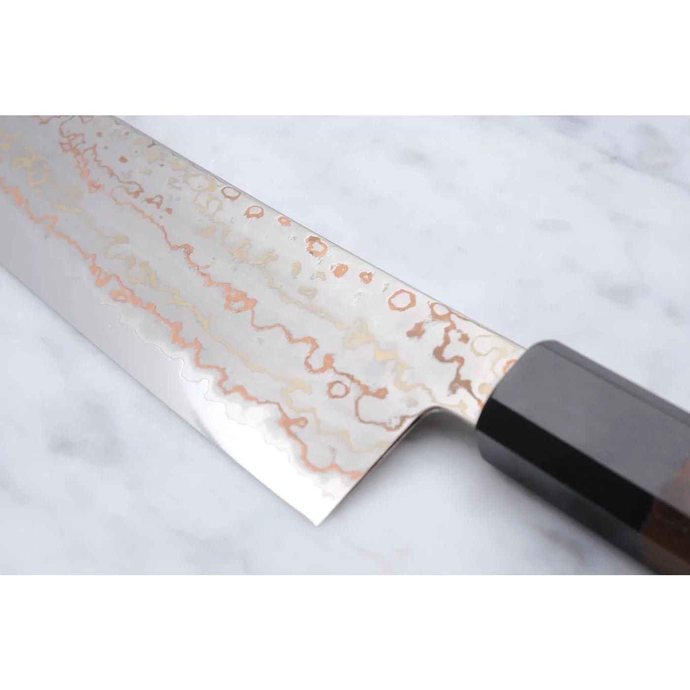 Hatsukokoro Hayabusa Blue 2 Rainbow Damascus 210mm. Gyuto_ _ _ _HK - HB - RB - B2 - 210GT3. Gyoto by Hatsukokoro