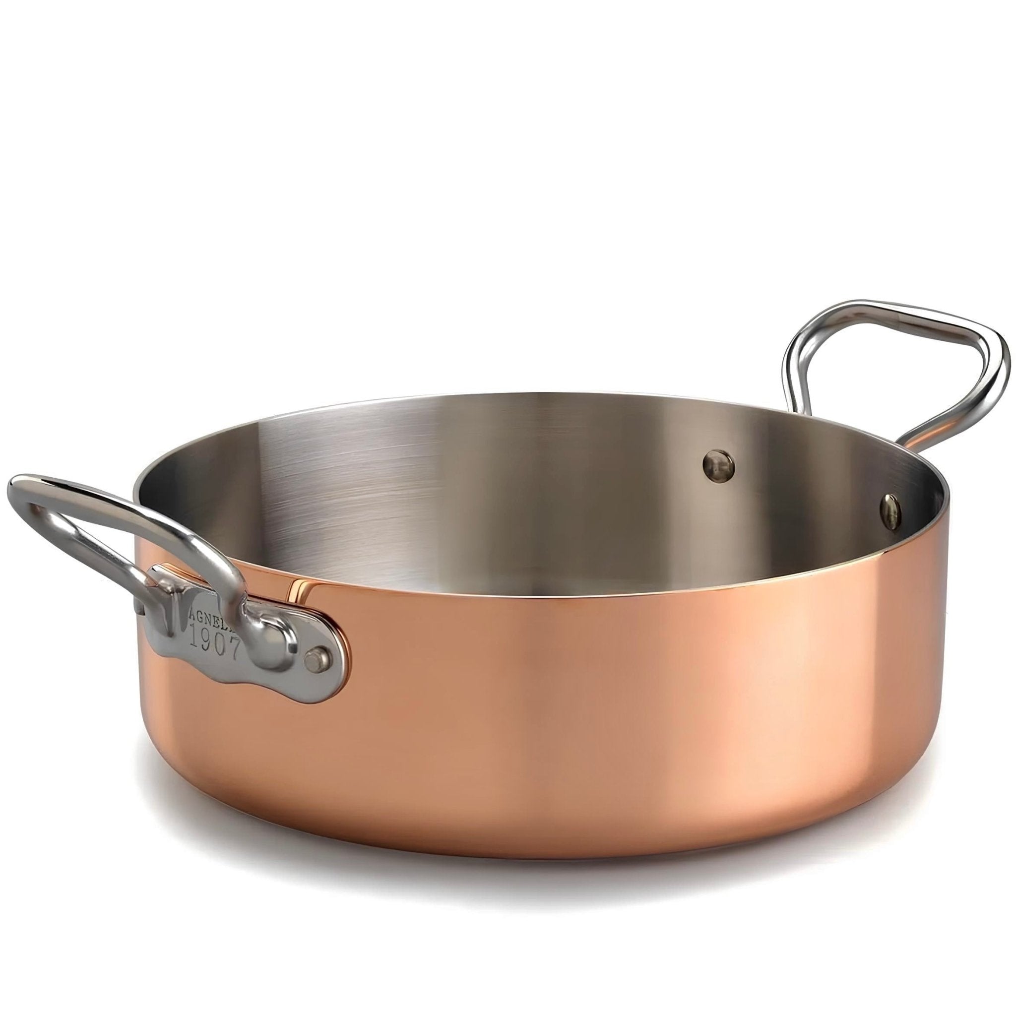Lav gryde 4 - PLY kobber med to håndtag i rustfrit stål. Diameter 24 cm / 28 cm. - 24 cm– - Kobbergryde–Pentole Agnelli