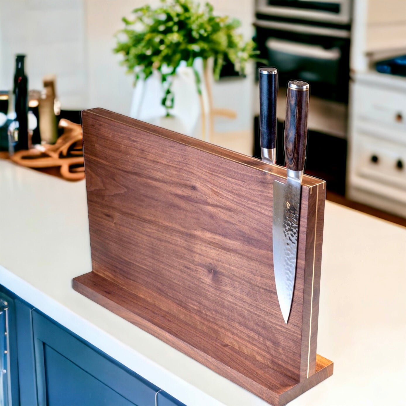 'The Monolith' magnetic knife block with brass details