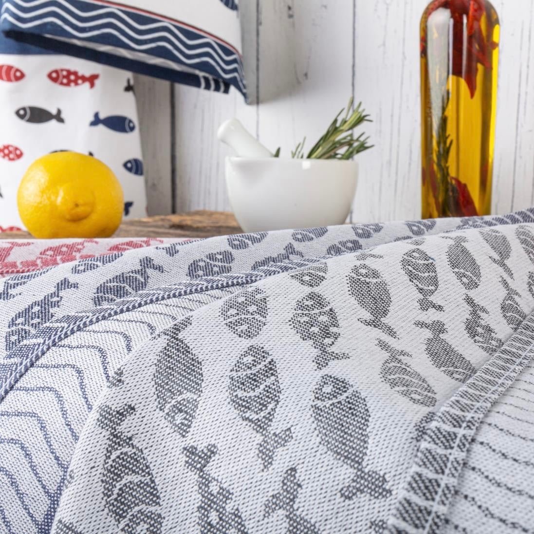 Little Fish - viskestykke i hør/bomuld. - Grå– - Viskestykker–Rune - Jakobsen Textiles