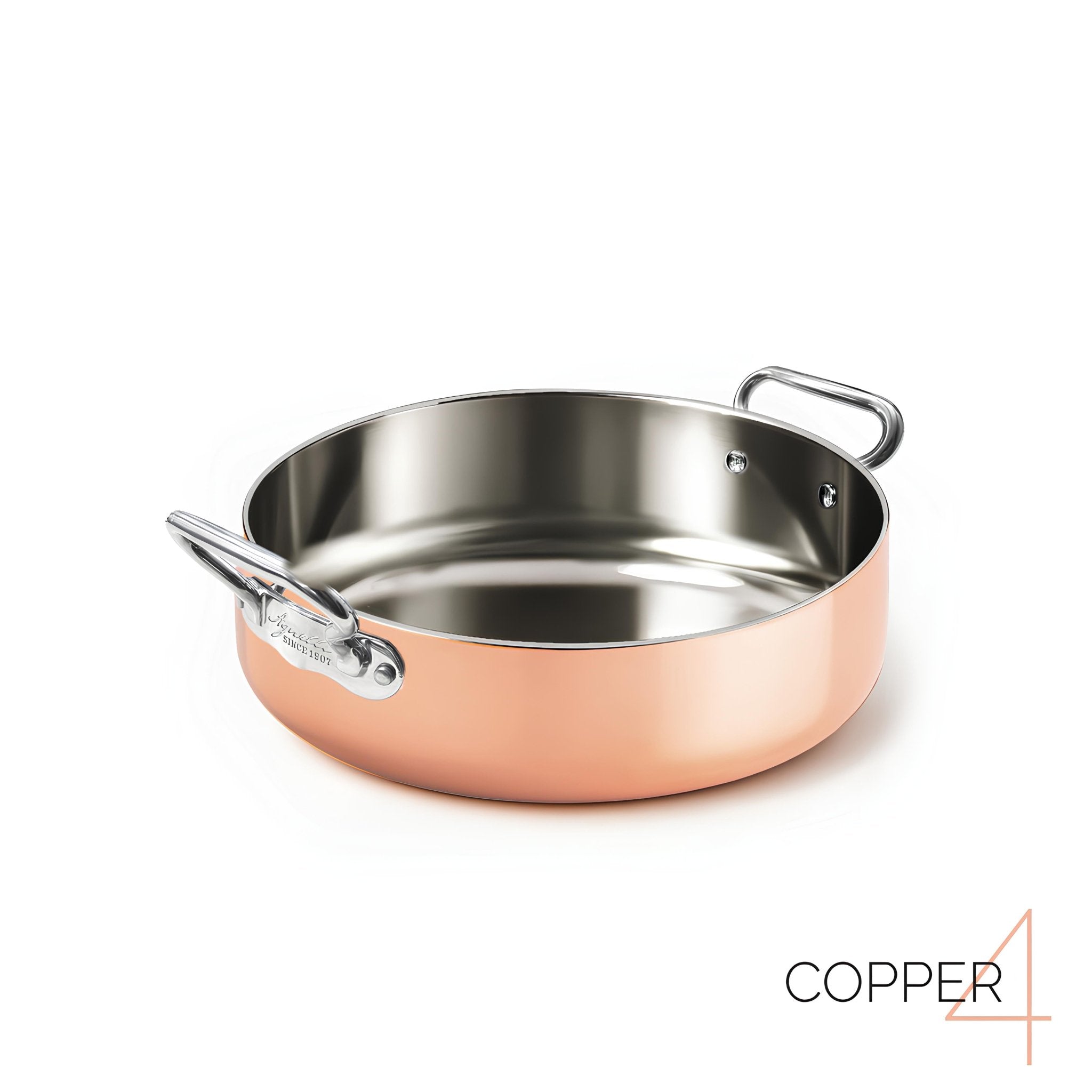 Pentole Agnelli Rondeau i 4 - PLY Kobber med to håndtag i rustfrit stål. Diameter 28 cm Kobbergryde by Rune - Jakobsen Design