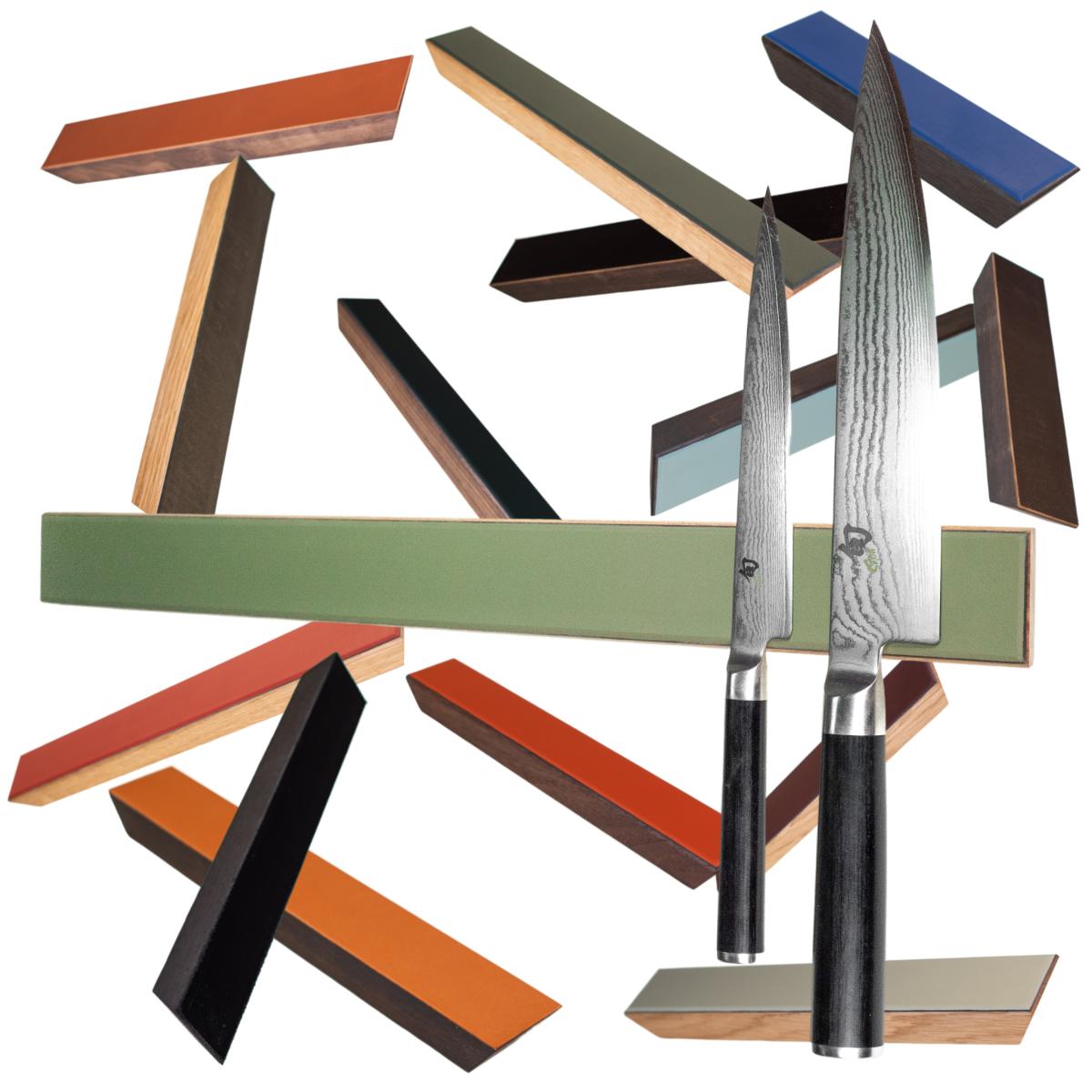Barra magnetica per coltelli con frontale in linoleum, stretta, 20–80 cm – Colors – più varianti