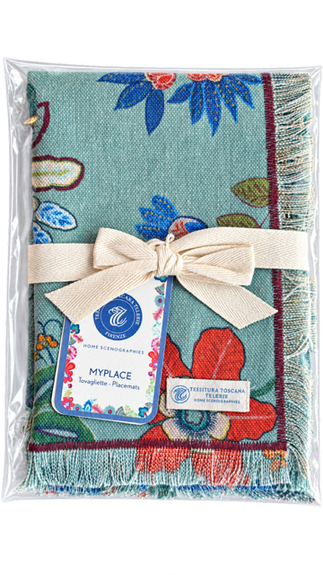 Linen placemats with tapestry-style flowers, set of 2, 37 x 48 cm – Ottanio