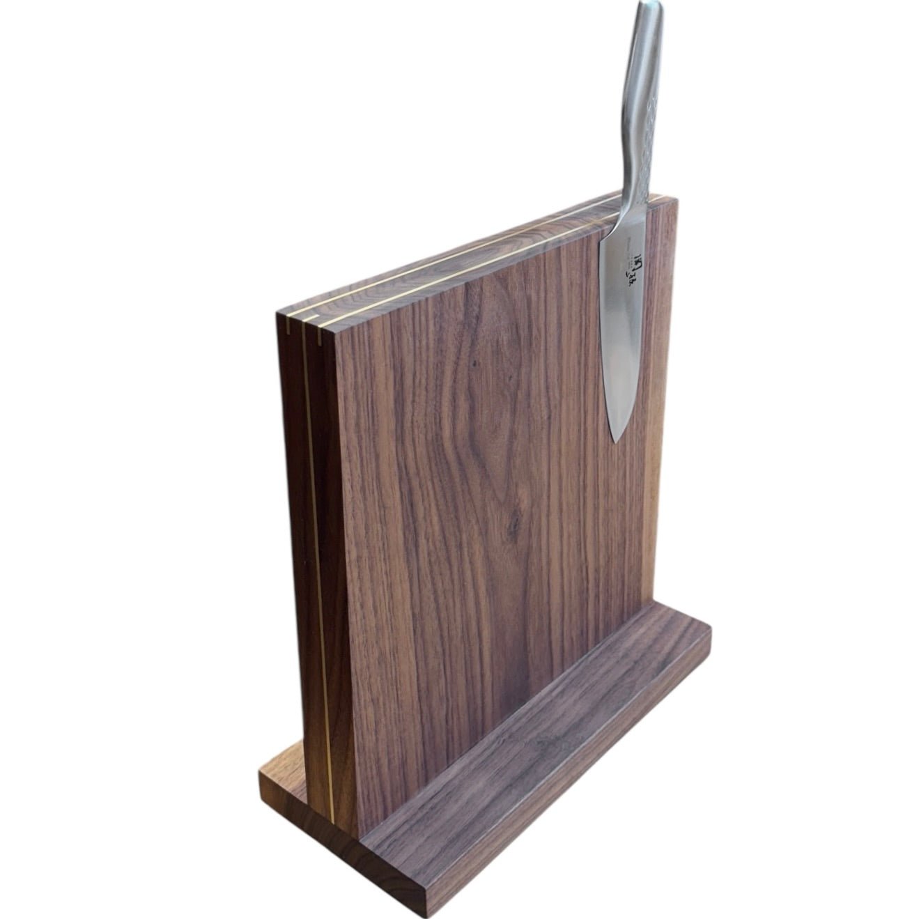 Rune - Jakobsen Woodworks 'The Monolith' magnetisk knivblok med messingdetaljer 30x30x4 cm_13